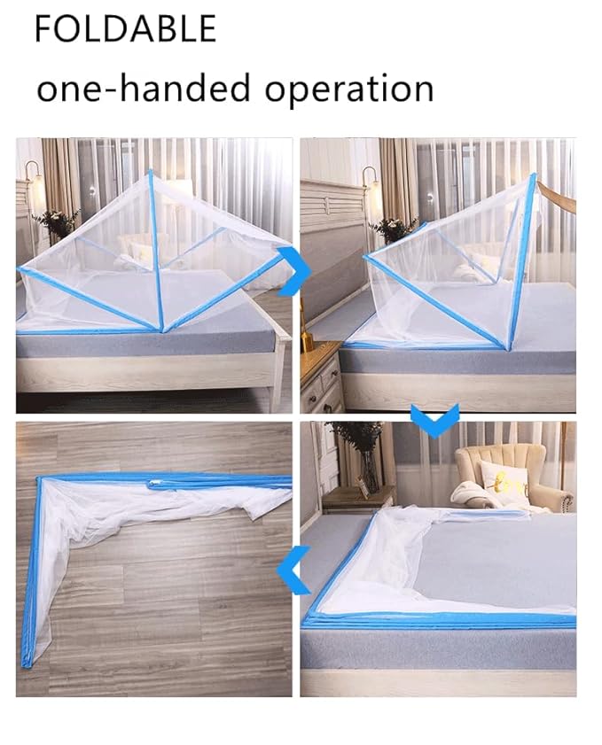 Foldable Mosquito Net | |New 5G Foldable Machardani|30GSM Strong Polyester mesh|Fiberglass Rod|Size - 200cm(6ft 6in) x100cm(3ft 3in) x80cm(2ft 7in) Premium Soft,Single line fold, Quick Unfold and fold, No installation Required, Light Weight, Adults Size