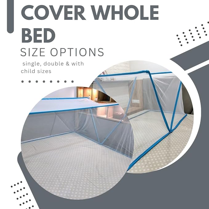 Foldable Mosquito Net | |New 5G Foldable Machardani|30GSM Strong Polyester mesh|Fiberglass Rod|Size - 200cm(6ft 6in) x100cm(3ft 3in) x80cm(2ft 7in) Premium Soft,Single line fold, Quick Unfold and fold, No installation Required, Light Weight, Adults Size