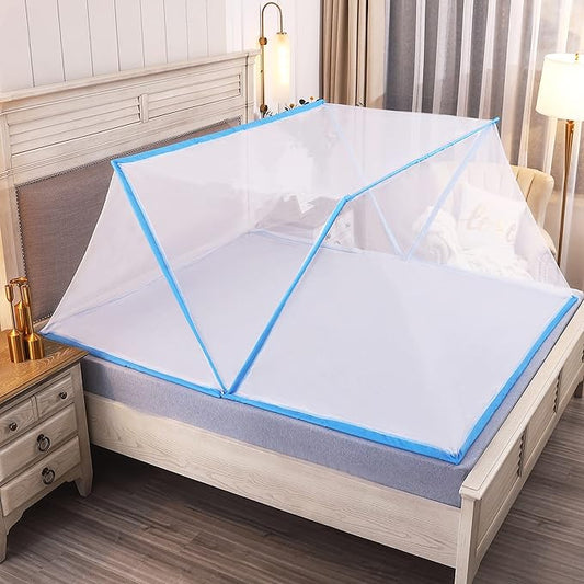 Foldable Mosquito Net | |New 5G Foldable Machardani|30GSM Strong Polyester mesh|Fiberglass Rod|Size - 200cm(6ft 6in) x100cm(3ft 3in) x80cm(2ft 7in)  Premium Soft,Single line fold, Quick Unfold and fold, No installation Required, Light Weight, Adults Size